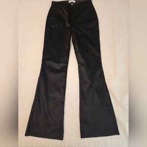 Level99 Shiny Black Flared Women's Pants Tall Girl Friendly Size 28 Goth Luxe